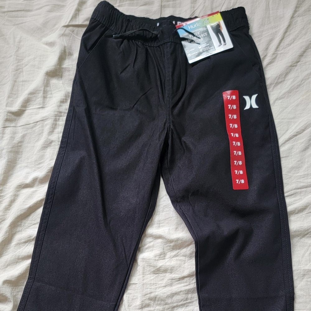Black Athletic Pants with Red Detail